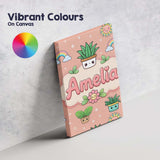 Personalised Name Cute Kawaii Tropical Custom  Modern Room Accent Elegant Feature Canvas Wall Art Print Decor Picture Ready to Hang