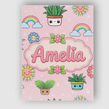 Personalised Name Cute Kawaii Tropical Custom  Modern Room Accent Elegant Feature Canvas Wall Art Print Decor Picture Ready to Hang