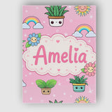 Personalised Name Cute Kawaii Tropical Custom  Modern Room Accent Elegant Feature Canvas Wall Art Print Decor Picture Ready to Hang