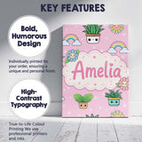 Personalised Name Cute Kawaii Tropical Custom  Modern Room Accent Elegant Feature Canvas Wall Art Print Decor Picture Ready to Hang