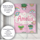 Personalised Name Cute Kawaii Tropical Custom  Modern Room Accent Elegant Feature Canvas Wall Art Print Decor Picture Ready to Hang