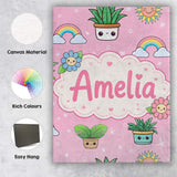 Personalised Name Cute Kawaii Tropical Custom  Modern Room Accent Elegant Feature Canvas Wall Art Print Decor Picture Ready to Hang