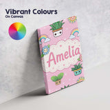 Personalised Name Cute Kawaii Tropical Custom  Modern Room Accent Elegant Feature Canvas Wall Art Print Decor Picture Ready to Hang