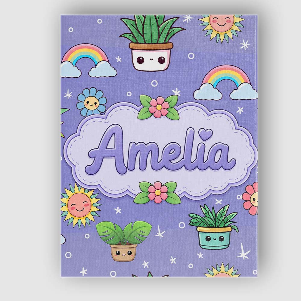 Personalised Name Cute Kawaii Tropical Custom  Modern Room Accent Elegant Feature Canvas Wall Art Print Decor Picture Ready to Hang