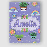 Personalised Name Cute Kawaii Tropical Custom  Modern Room Accent Elegant Feature Canvas Wall Art Print Decor Picture Ready to Hang