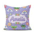 Custom Name Kawaii Tropical Plants Rainbow Sun Purple Background Square Filled Cushion Throw Pillow Sofa Bed Home Decor Zip Washable UK Made