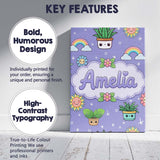 Personalised Name Cute Kawaii Tropical Custom  Modern Room Accent Elegant Feature Canvas Wall Art Print Decor Picture Ready to Hang