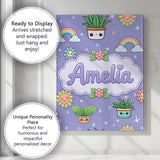 Personalised Name Cute Kawaii Tropical Custom  Modern Room Accent Elegant Feature Canvas Wall Art Print Decor Picture Ready to Hang