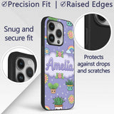 Cute Kawaii Tropical Plants Rainbow Sun Purple Custom Name Protective Phone Case Mobile Cover Durable Everyday Smartphone Shock Resistant
