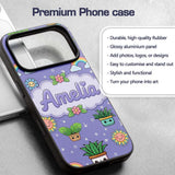 Cute Kawaii Tropical Plants Rainbow Sun Purple Custom Name Protective Phone Case Mobile Cover Durable Everyday Smartphone Shock Resistant