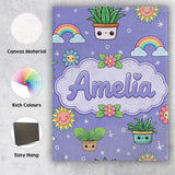 Personalised Name Cute Kawaii Tropical Custom  Modern Room Accent Elegant Feature Canvas Wall Art Print Decor Picture Ready to Hang