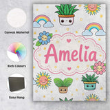 Personalised Name Cute Kawaii Tropical Custom  Modern Room Accent Elegant Feature Canvas Wall Art Print Decor Picture Ready to Hang