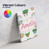 Personalised Name Cute Kawaii Tropical Custom  Modern Room Accent Elegant Feature Canvas Wall Art Print Decor Picture Ready to Hang