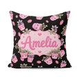 Custom Name Cute Kawaii Pink Plant Pots Seamless Pattern Name Square Filled Cushion Throw Pillow Sofa Bed Home Decor Zip Washable UK Made