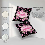 Custom Name Cute Kawaii Pink Plant Pots Seamless Pattern Name Square Filled Cushion Throw Pillow Sofa Bed Home Decor Zip Washable UK Made