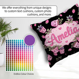 Custom Name Cute Kawaii Pink Plant Pots Seamless Pattern Name Square Filled Cushion Throw Pillow Sofa Bed Home Decor Zip Washable UK Made