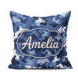 Custom Name Navy Blue Camouflage Layered Seamless Pattern Idea Square Filled Cushion Throw Pillow Sofa Bed Home Decor Zip Washable UK Made
