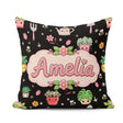 Custom Name Kawaii Garden Tools Plants Bees Floral Seamless Name Square Filled Cushion Throw Pillow Sofa Bed Home Decor Zip Washable UK Made