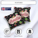 Custom Name Kawaii Garden Tools Plants Bees Floral Seamless Name Square Filled Cushion Throw Pillow Sofa Bed Home Decor Zip Washable UK Made