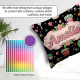 Custom Name Kawaii Garden Tools Plants Bees Floral Seamless Name Square Filled Cushion Throw Pillow Sofa Bed Home Decor Zip Washable UK Made
