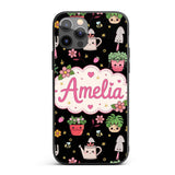 Cute Kawaii Garden Tools Plants Bees Yellow Stars Custom Name Protective Phone Case Mobile Cover Durable Everyday Smartphone Shock Resistant