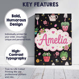 Personalised Name Cute Kawaii Garden Tools Custom  Unique Gift Idea Elegant Feature Canvas Wall Art Print Decor Picture Ready to Hang