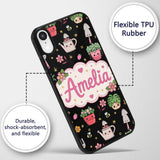 Cute Kawaii Garden Tools Plants Bees Yellow Stars Custom Name Protective Phone Case Mobile Cover Durable Everyday Smartphone Shock Resistant