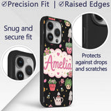 Cute Kawaii Garden Tools Plants Bees Yellow Stars Custom Name Protective Phone Case Mobile Cover Durable Everyday Smartphone Shock Resistant