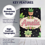 Personalised Name Cute Kawaii Succulent Custom  Modern Room Accent Elegant Feature Canvas Wall Art Print Decor Picture Ready to Hang