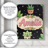 Personalised Name Cute Kawaii Succulent Custom  Modern Room Accent Elegant Feature Canvas Wall Art Print Decor Picture Ready to Hang