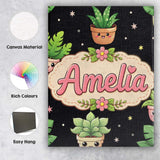 Personalised Name Cute Kawaii Succulent Custom  Modern Room Accent Elegant Feature Canvas Wall Art Print Decor Picture Ready to Hang
