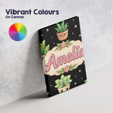 Personalised Name Cute Kawaii Succulent Custom  Modern Room Accent Elegant Feature Canvas Wall Art Print Decor Picture Ready to Hang