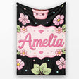 Cute Kawaii Floral Plant Pots Pastel Dots Seamless Pattern Name  Personalised Custom Name Super Soft Fleece Blanket Bed Sofa Throw