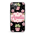 Cute Kawaii Floral Plant Pots Printed Design Custom Name Protective Phone Case Mobile Cover Durable Everyday Smartphone Shock Resistant