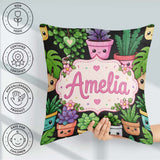 Custom Name Kawaii Assorted Indoor Smiling Pots Seamless Pattern Square Filled Cushion Throw Pillow Sofa Bed Home Decor Zip Washable UK Made