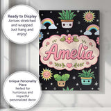 Personalised Name Cute Kawaii Tropical Custom  Modern Room Accent Elegant Feature Canvas Wall Art Print Decor Picture Ready to Hang