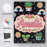 Personalised Name Cute Kawaii Tropical Custom  Modern Room Accent Elegant Feature Canvas Wall Art Print Decor Picture Ready to Hang