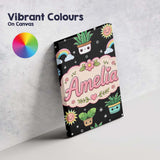 Personalised Name Cute Kawaii Tropical Custom  Modern Room Accent Elegant Feature Canvas Wall Art Print Decor Picture Ready to Hang