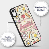 Cute Kawaii School Supplies Cat Printed Design Custom Name Protective Phone Case Mobile Cover Durable Everyday Smartphone Shock Resistant