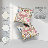 Custom Name Kawaii School Supplies Cat Books Apple Seamless Name Square Filled Cushion Throw Pillow Sofa Bed Home Decor Zip Washable UK Made