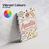 Personalised Name Cute Kawaii School Custom Premium Decorative Design Modern Room Accent Canvas Wall Art Print Decor Picture Ready to Hang