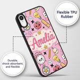 Cute Kawaii School Supplies Pink Printed Design Custom Name Protective Phone Case Mobile Cover Durable Everyday Smartphone Shock Resistant