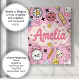 Personalised Name Cute Kawaii School Custom Premium Decorative Design Modern Room Accent Canvas Wall Art Print Decor Picture Ready to Hang