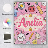 Personalised Name Cute Kawaii School Custom Premium Decorative Design Modern Room Accent Canvas Wall Art Print Decor Picture Ready to Hang