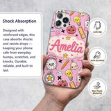 Cute Kawaii School Supplies Pink Printed Design Custom Name Protective Phone Case Mobile Cover Durable Everyday Smartphone Shock Resistant