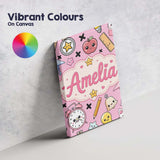 Personalised Name Cute Kawaii School Custom Premium Decorative Design Modern Room Accent Canvas Wall Art Print Decor Picture Ready to Hang