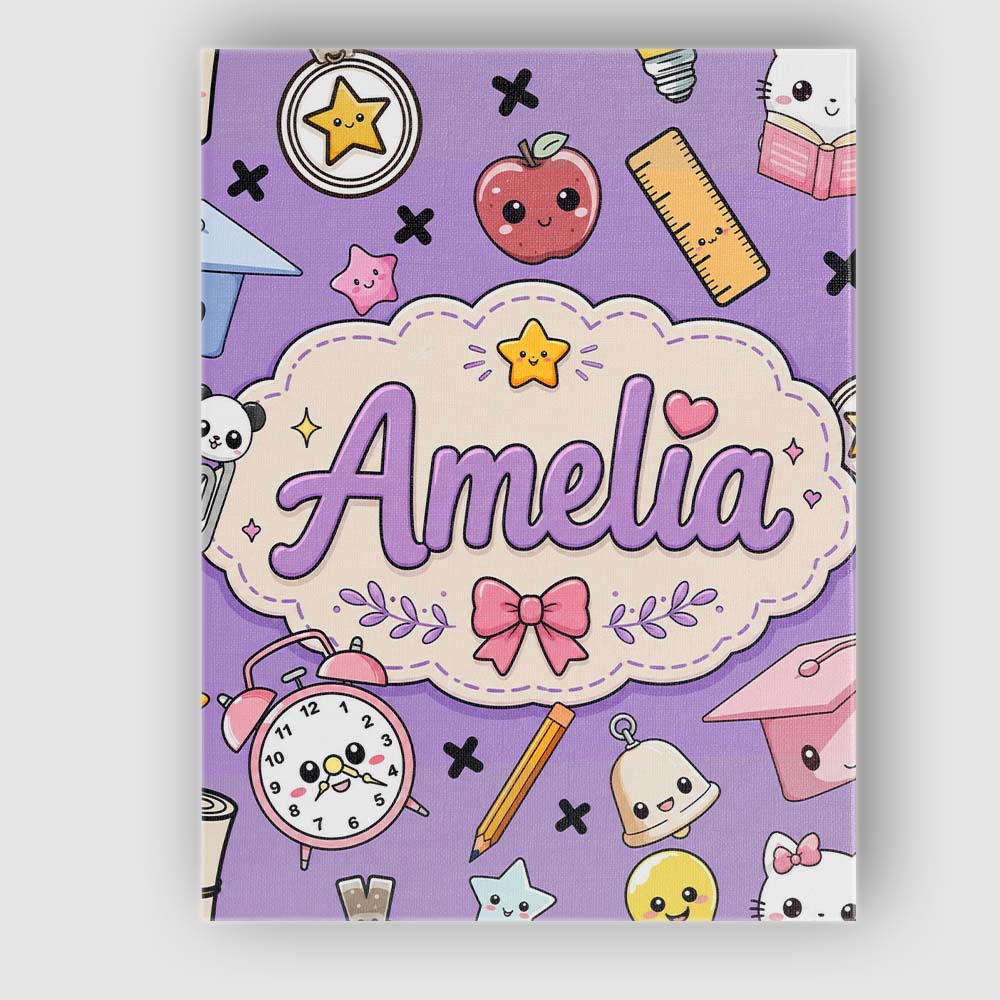 Personalised Name Cute Kawaii School Custom Premium Decorative Design Modern Room Accent Canvas Wall Art Print Decor Picture Ready to Hang