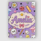 Personalised Name Cute Kawaii School Custom Premium Decorative Design Modern Room Accent Canvas Wall Art Print Decor Picture Ready to Hang