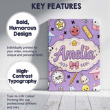 Personalised Name Cute Kawaii School Custom Premium Decorative Design Modern Room Accent Canvas Wall Art Print Decor Picture Ready to Hang