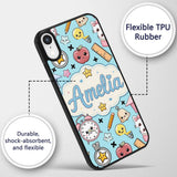 Cute Kawaii School Supplies Cat Printed Design Custom Name Protective Phone Case Mobile Cover Durable Everyday Smartphone Shock Resistant